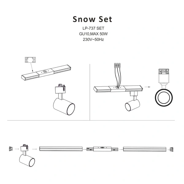 Zestaw szynowy 1F Snow złoty 4xGU10