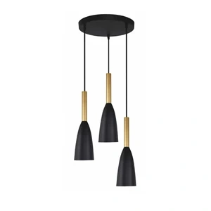 Lampa wisząca Solin 3 talerz śr. 30 cm czarno-złota 3xE27