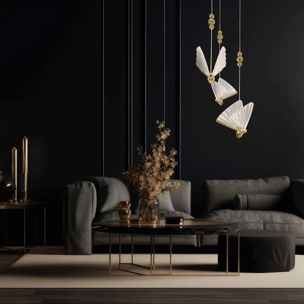 Lampa wisząca Mariposa 3 złota LED 24W CCT