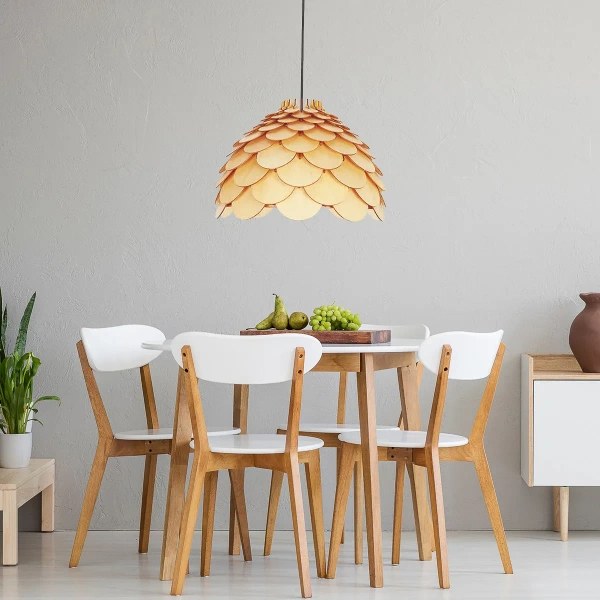 Lampa wisząca Burgo duża drewniana 1xE27