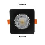 Oczko podtynkowe Plus kwadratowe ruchome czarne LED CCT
