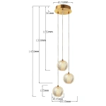 Lampa wisząca Diamond 3 złota LED CCT