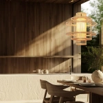 Lampa wisząca Stela rattanowa beżowa 1xE27