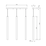 Lampa wisząca Lungo 3 listwa złota 3xG9