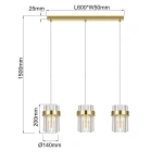 Lampa wisząca Vetro listwa złota 3xE14