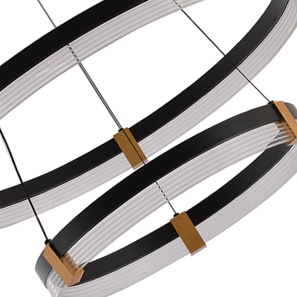 Lampa wisząca Plum 2 śr. 60/40 cm czarno-transparentna LED CCT