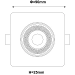 Oczko podtynkowe Plus kwadratowe ruchome czarne LED CCT