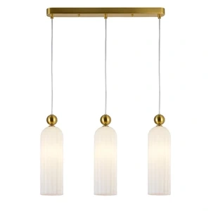 Lampa wisząca Piega 3 złota z białymi kloszami 3xE14