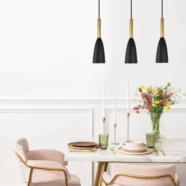 Lampa wisząca Solin 3 listwa 50 cm czarno-złota 3xE27
