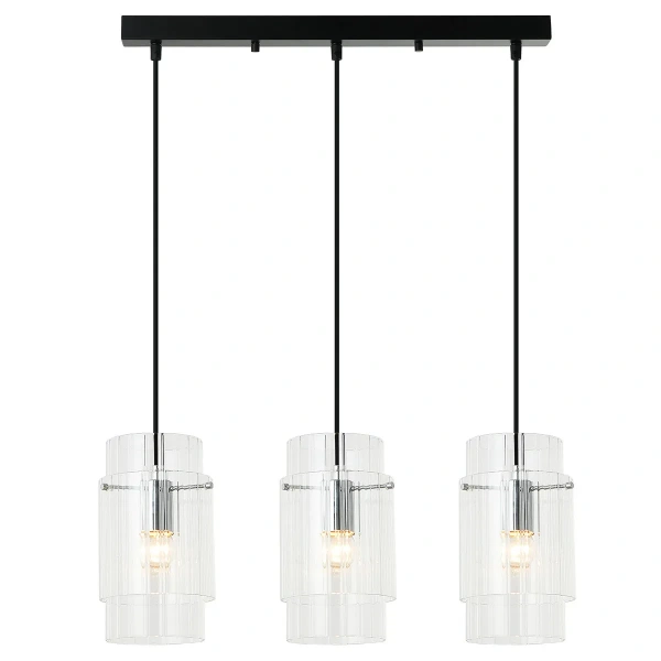 Lampa wisząca Savona 3 listwa transparentno-czarna 3xE27