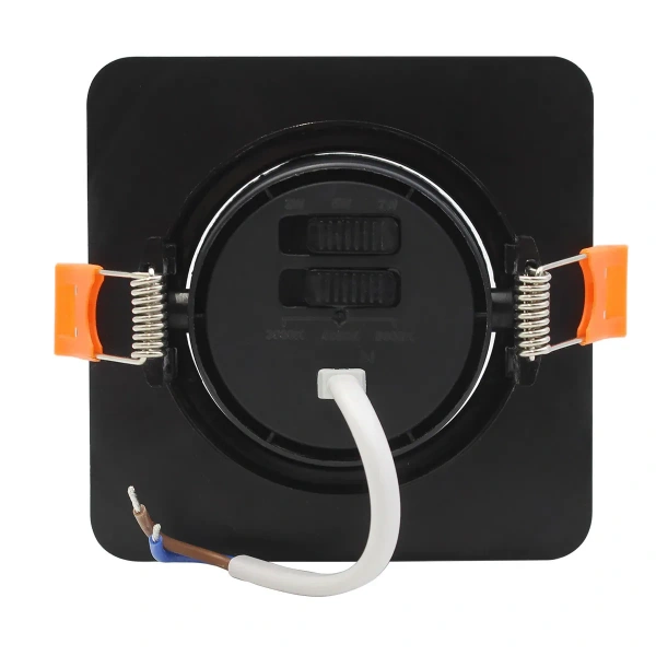 Oczko podtynkowe Plus kwadratowe ruchome czarne LED CCT