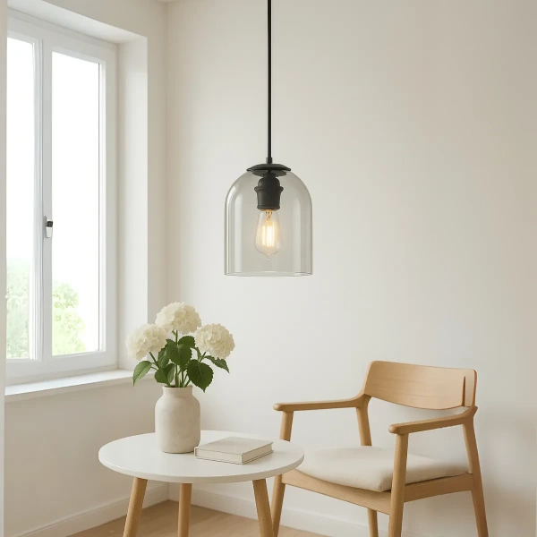 Lampa wisząca Elaris czarna z transparentnym kloszem 1xE27