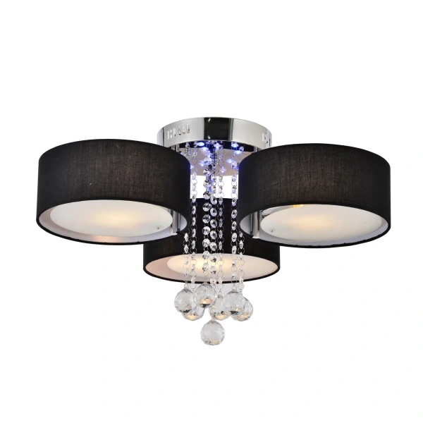 Plafon Gambela czarno-srebrny 3xE27 + LED