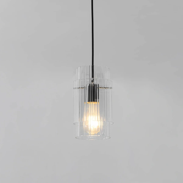 Lampa wisząca Savona 1 transparentno-czarna 1xE27