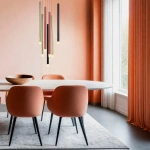 Lampa wisząca Lungo 7 złoto-czerwono-czarna 7xG9