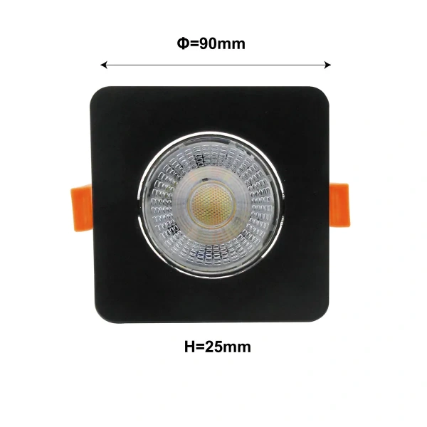 Oczko podtynkowe Plus kwadratowe ruchome czarne LED CCT