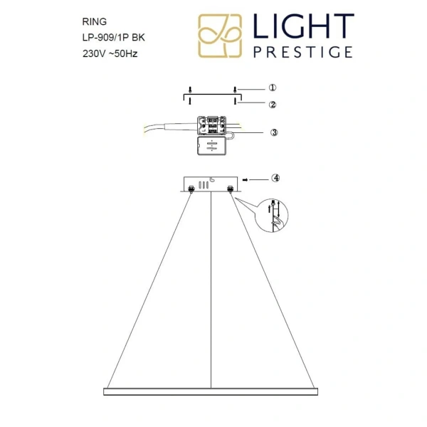 Lampa wisząca Ring 66 cm czarna LED 35W CCT