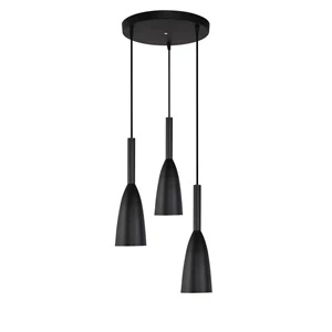 Lampa wisząca Solin 3 talerz śr. 30 cm czarna 3xE27