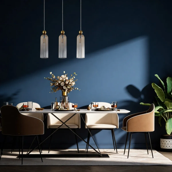 Lampa wisząca Piega 3 złota z dymionymi kloszami 3xE14