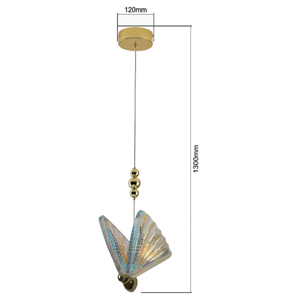 Lampa wisząca Mariposa 1 złota z kolorowymi elementami LED CCT