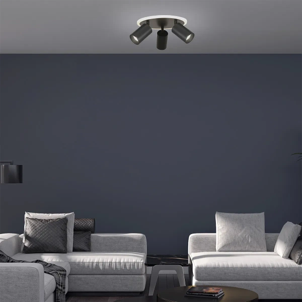 Plafon Parma 3 okrągły czarny 3xGU10 + LED 13W CCT