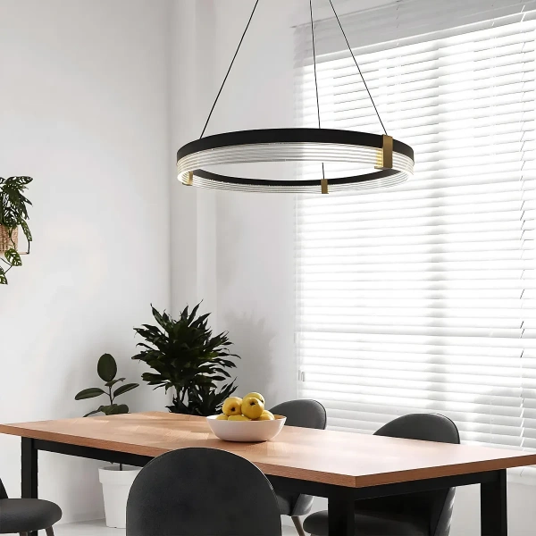 Lampa wisząca Plum Triangle 80 cm czarno-transparentna LED 40W CCT