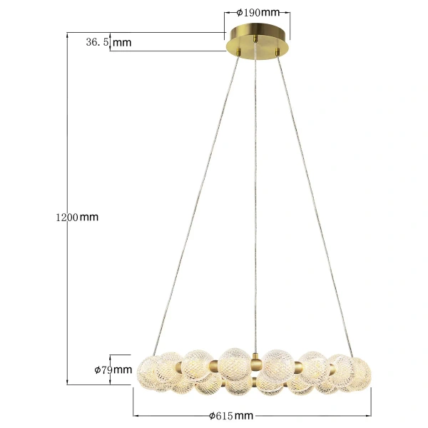 Lampa wisząca Diamond 18 złota LED CCT