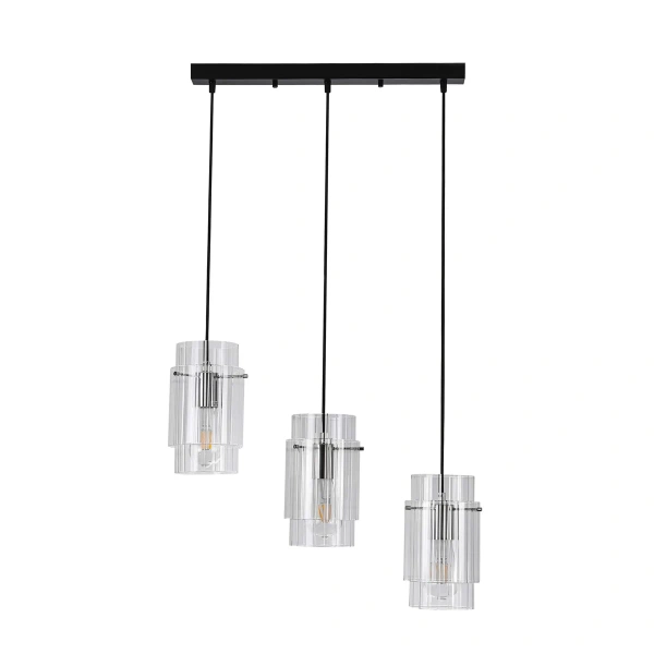 Lampa wisząca Savona 3 listwa transparentno-czarna 3xE27
