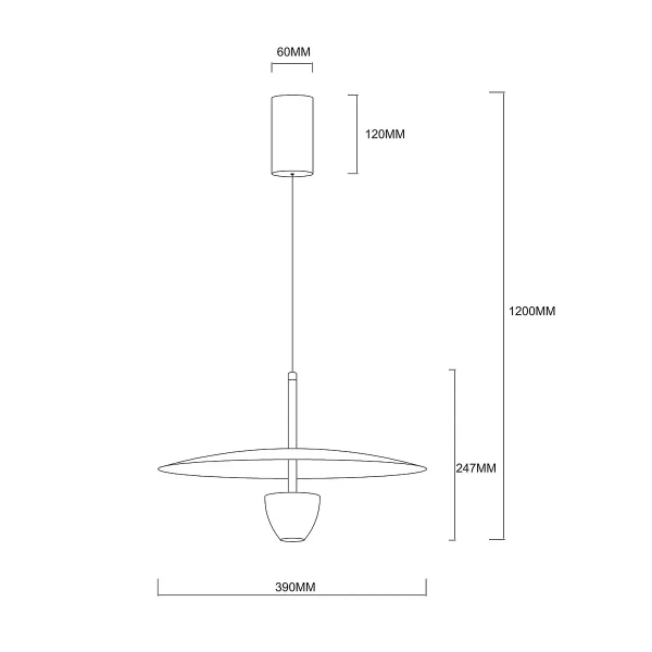Lampa wisząca Ufo M czarna LED 8W CCT