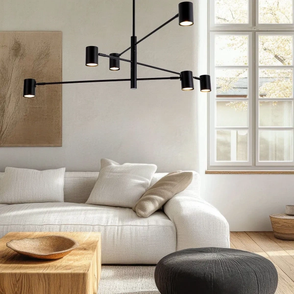 Lampa wisząca Snow 6 80 cm czarna 6xGU10