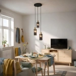 Lampa wisząca Tirana 3 okrągła czarno-złota 3xE27