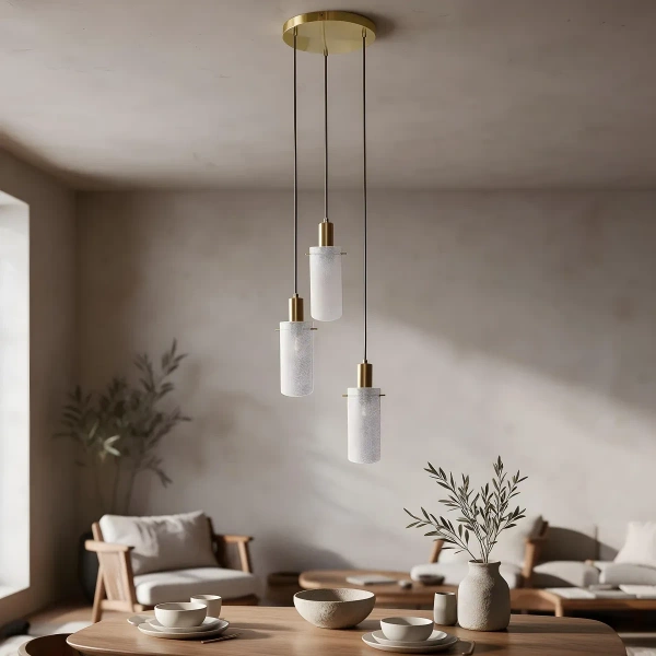 Lampa wisząca Tirana 3 okrągła biało-złota 3xE27