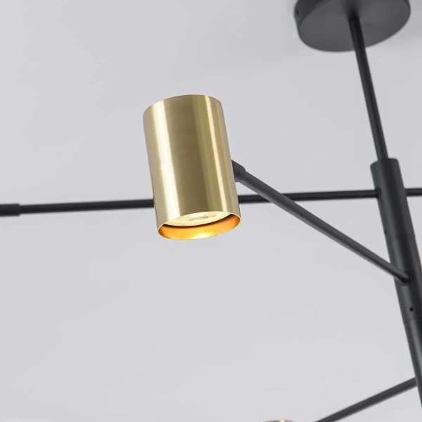 Lampa wisząca Snow 6 80 cm czarno-złota 6xGU10