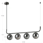 Lampa wisząca Alisa 4 grafitowa z dymionymi kloszami 4xE14
