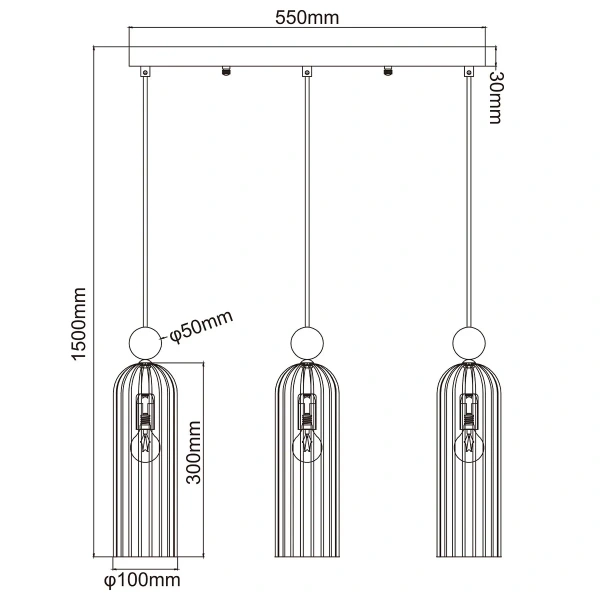 Lampa wisząca Piega 3 złota z białymi kloszami 3xE14