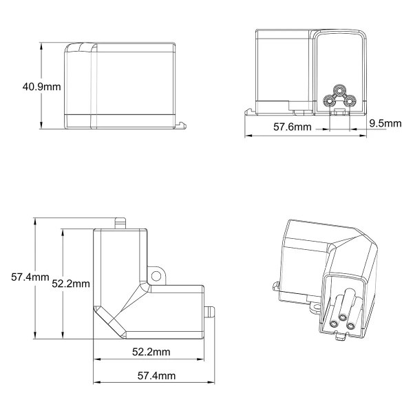 Łącznik L 90° mechaniczny Geometric System New