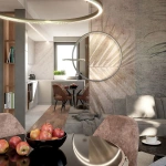 Lampa wisząca Mirror L złota LED 47W CCT IP44