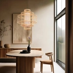Lampa wisząca Stela rattanowa beżowa 1xE27