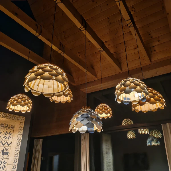 Lampa wisząca Burgo duża drewniana 1xE27