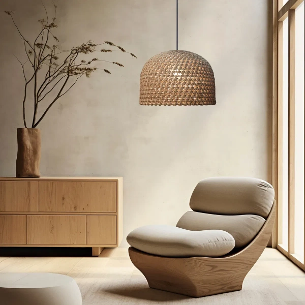 Lampa wisząca Kanso rattanowa 50 cm jasnobrązowa 1xE27