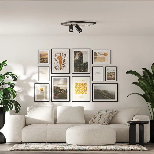 Plafon Parma 2 kwadratowy czarno-biały 2xGU10 + LED 36W CCT