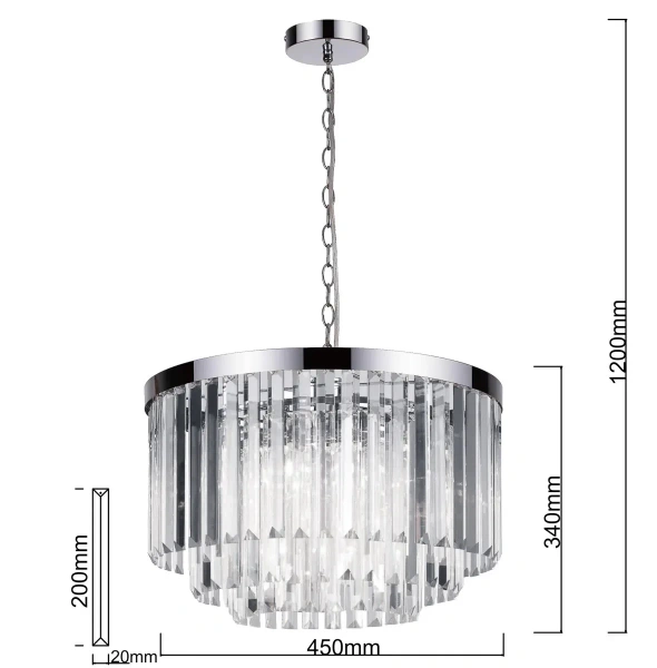 Lampa wisząca Vetro 5 srebrna 5xE14