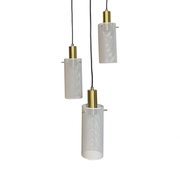 Lampa wisząca Tirana 3 okrągła biało-złota 3xE27