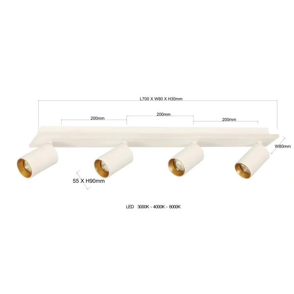 Plafon Parma 70 cm biały 4xGU10 + LED 20W CCT