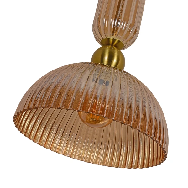 Lampa wisząca Piega 1 duża złota z bursztynowym kloszem 1xE27