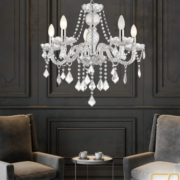 Lampa wisząca Cristallo 5 srebrna 5xE14