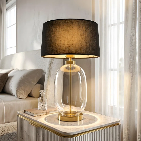 Lampa stołowa Amur transparentno-czarna 1xE27