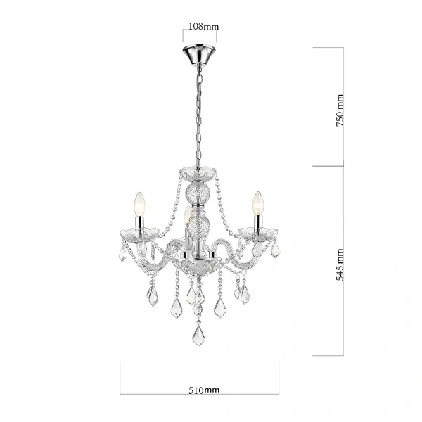 Lampa wisząca Cristallo 3 srebrna 3xE14