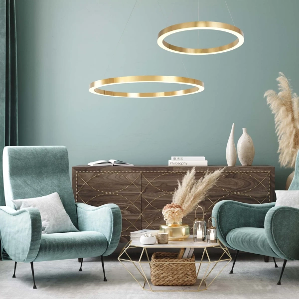 Lampa wisząca Midway Shiny śr. 80 cm złota LED 3000K