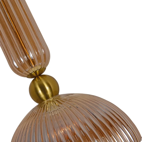 Lampa wisząca Piega 1 duża złota z bursztynowym kloszem 1xE27